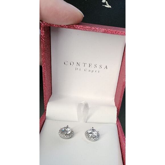 Contessa Di Capri Swarovski Crystal & Sterling Silver 925 Earrings - Picture 1 of 10